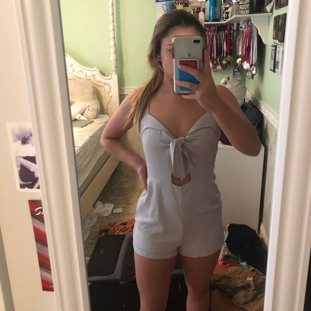 Gray spaghetti strap romper